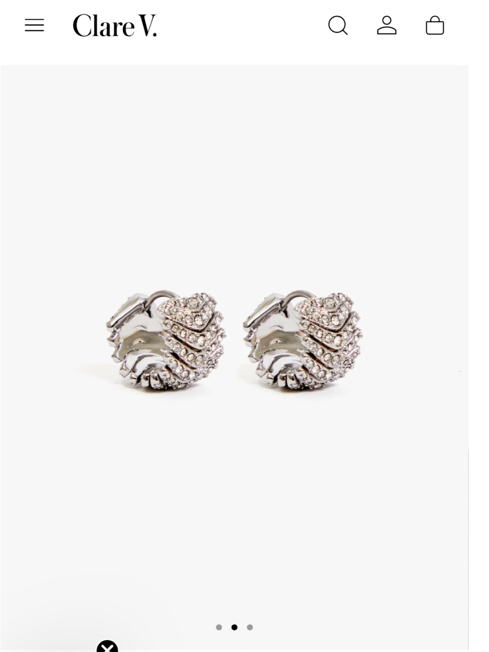 Clare V silver tone herringbone Huggies earrings